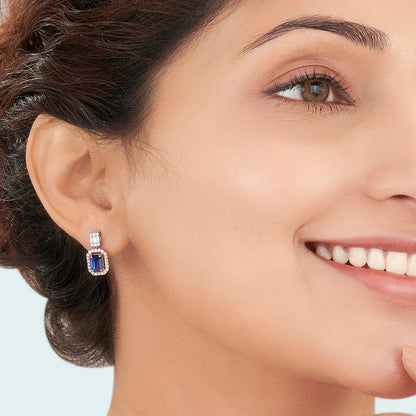 Sapphire Elegance Diamond & Gold Drops & Danglers Earrings for Women