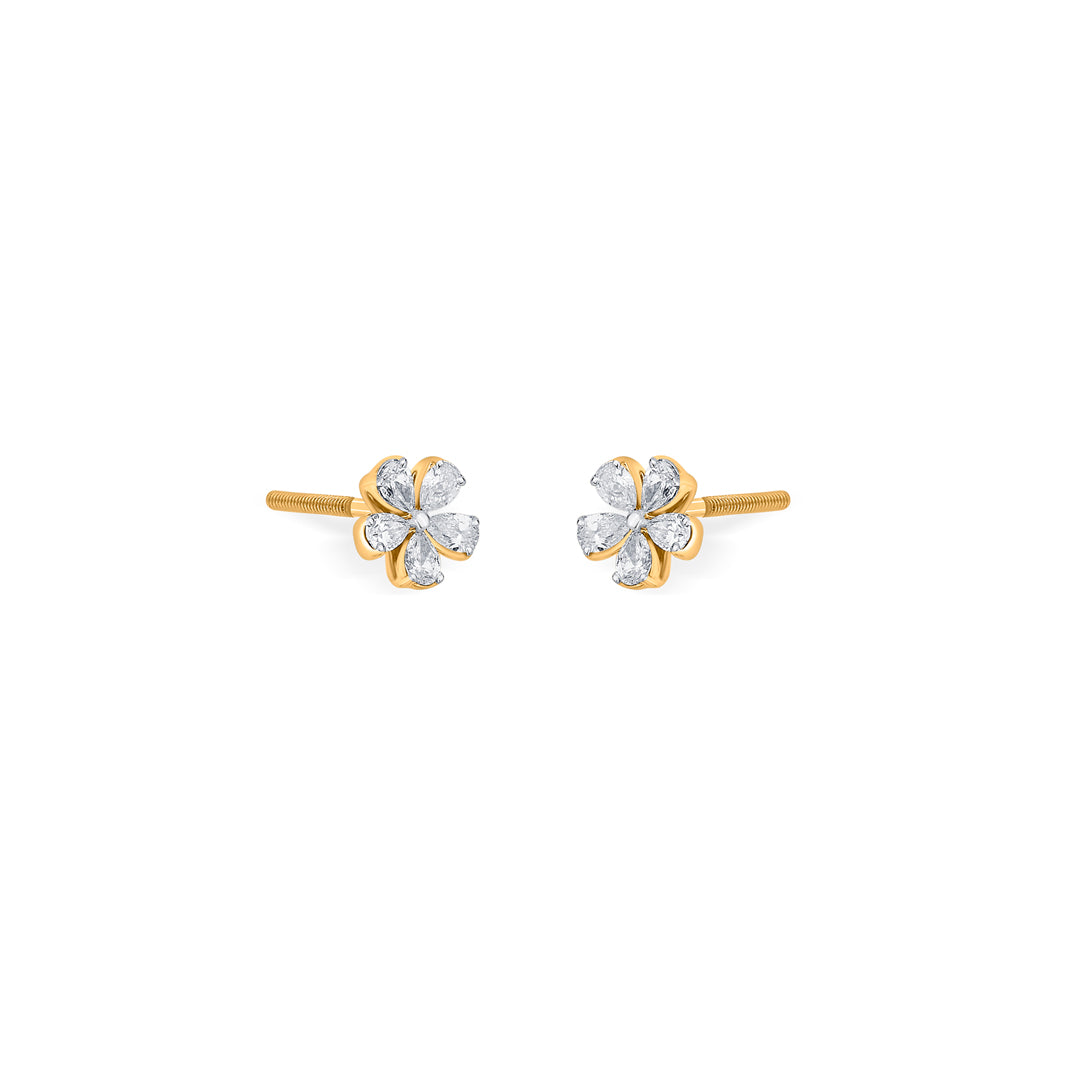 Floret Glow Diamond & Gold Stud Earrings for Women