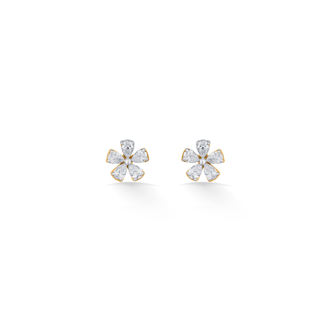 Floret Glow Diamond & Gold Stud Earrings for Women