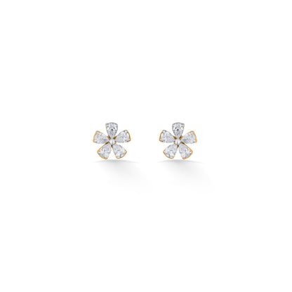 Floret Glow Diamond & Gold Stud Earrings for Women