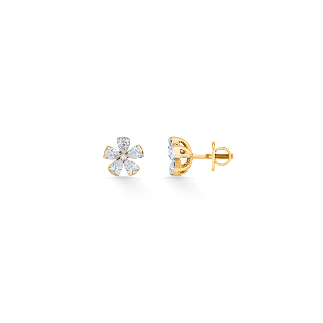 Floret Glow Diamond & Gold Stud Earrings for Women