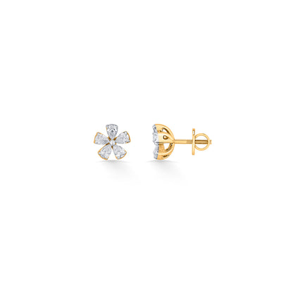 Floret Glow Diamond & Gold Stud Earrings for Women