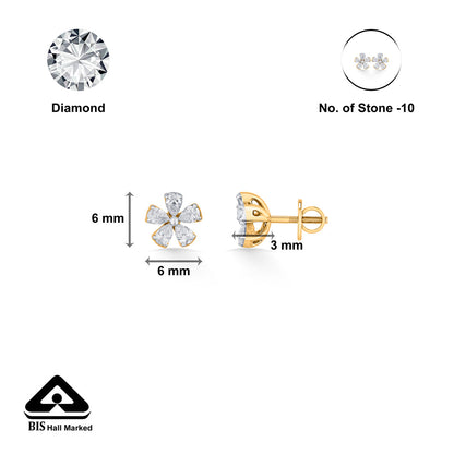Floret Glow Diamond & Gold Stud Earrings for Women