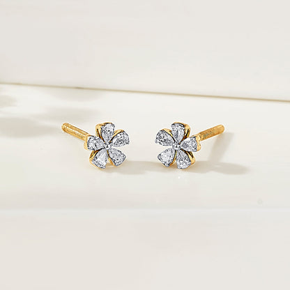 Floret Glow Diamond & Gold Stud Earrings for Women