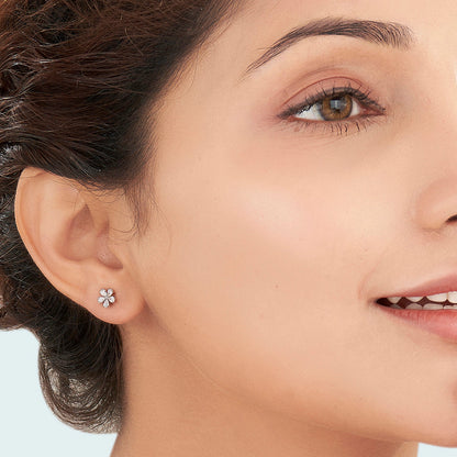 Floret Glow Diamond & Gold Stud Earrings for Women