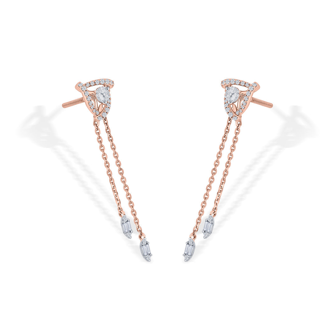 Summit Pyramid Diamond & Gold Drops & Danglers Earrings for Women