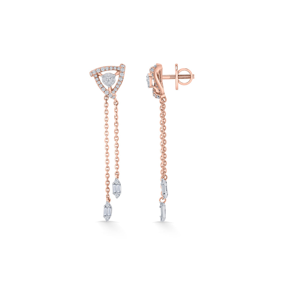 Summit Pyramid Diamond & Gold Drops & Danglers Earrings for Women