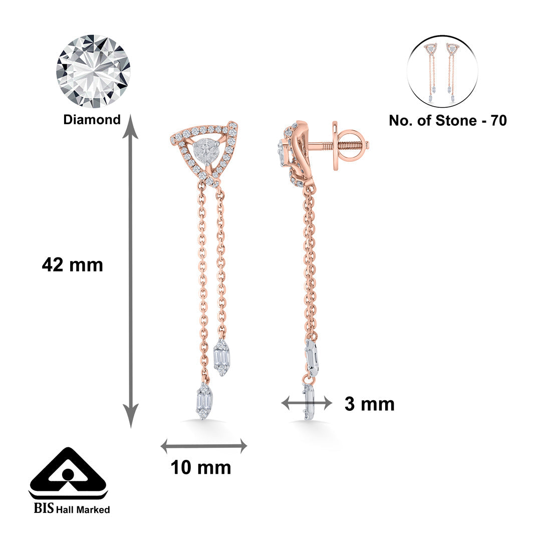 Summit Pyramid Diamond & Gold Drops & Danglers Earrings for Women