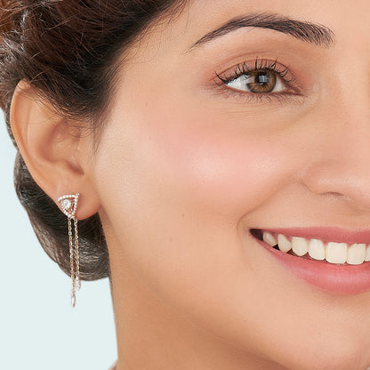 Summit Pyramid Diamond & Gold Drops & Danglers Earrings for Women