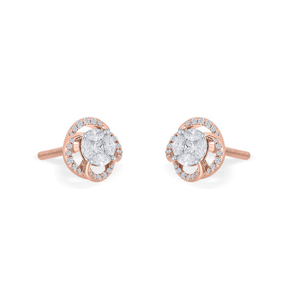 Regal Orb Diamond & Gold Stud Earrings for Women