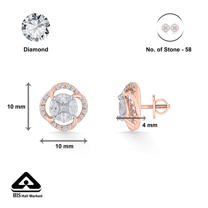 Regal Orb Diamond & Gold Stud Earrings for Women