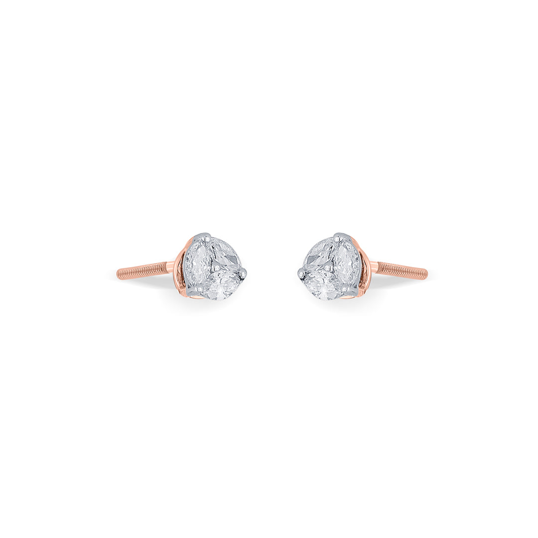 Heritage Glow Diamond & Gold Stud Earrings for Women