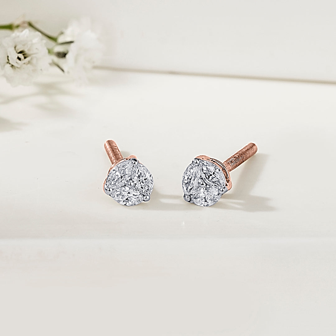 Heritage Glow Diamond & Gold Stud Earrings for Women