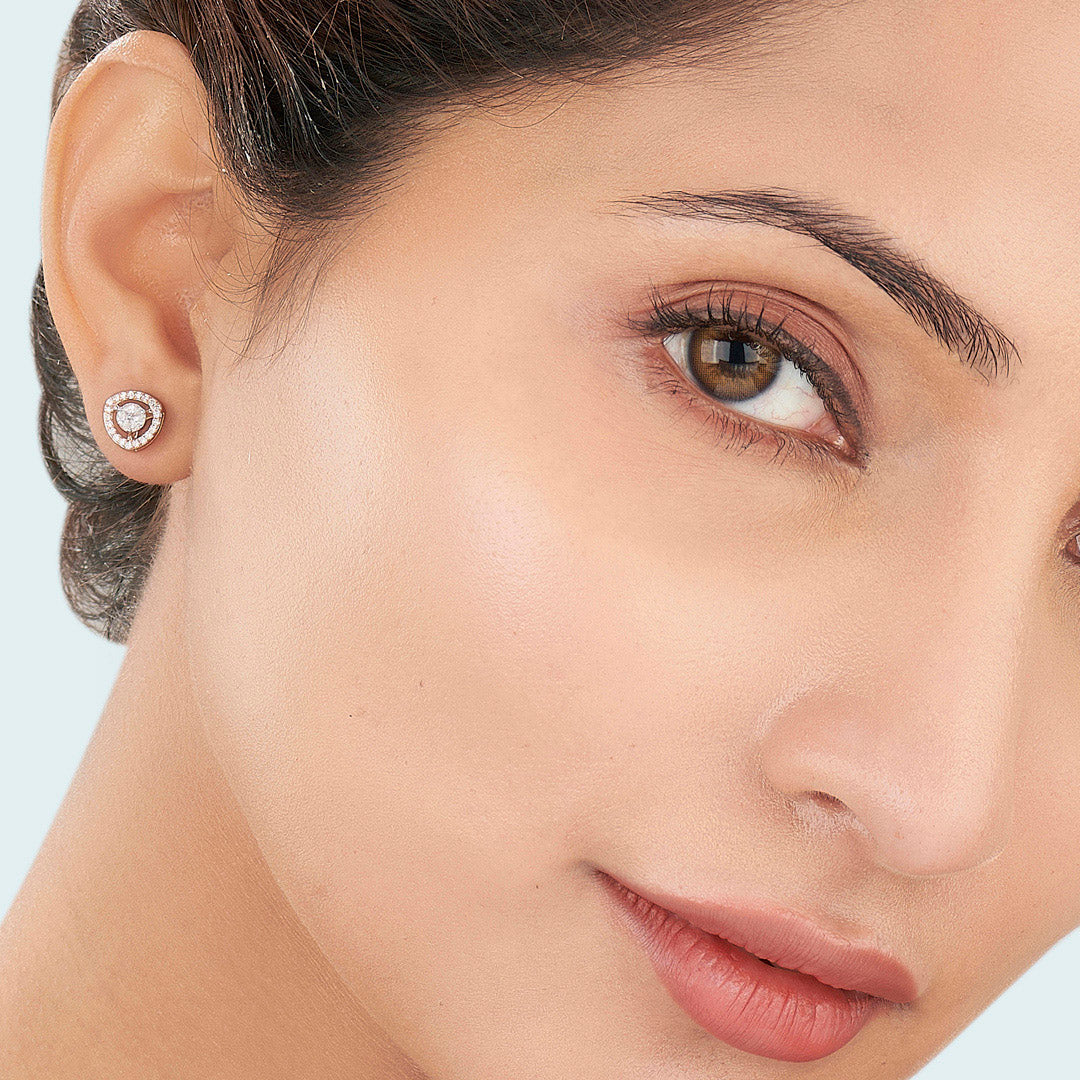 Cosmic Gleam Diamond & Gold Stud Earrings for Women