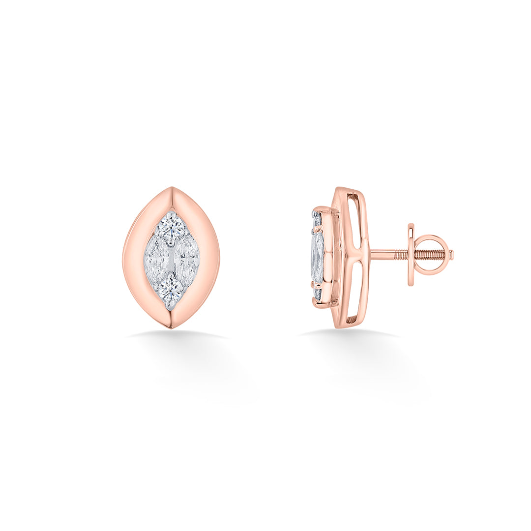 Golden Visionary Diamond & Gold Stud Earrings for Women