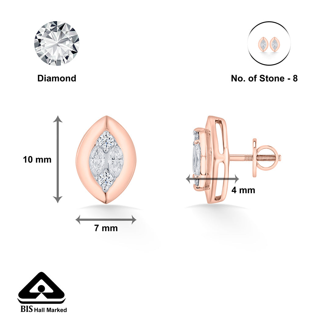 Golden Visionary Diamond & Gold Stud Earrings for Women