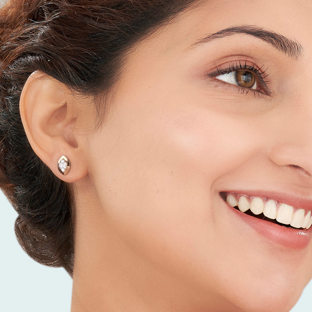 Golden Visionary Diamond & Gold Stud Earrings for Women