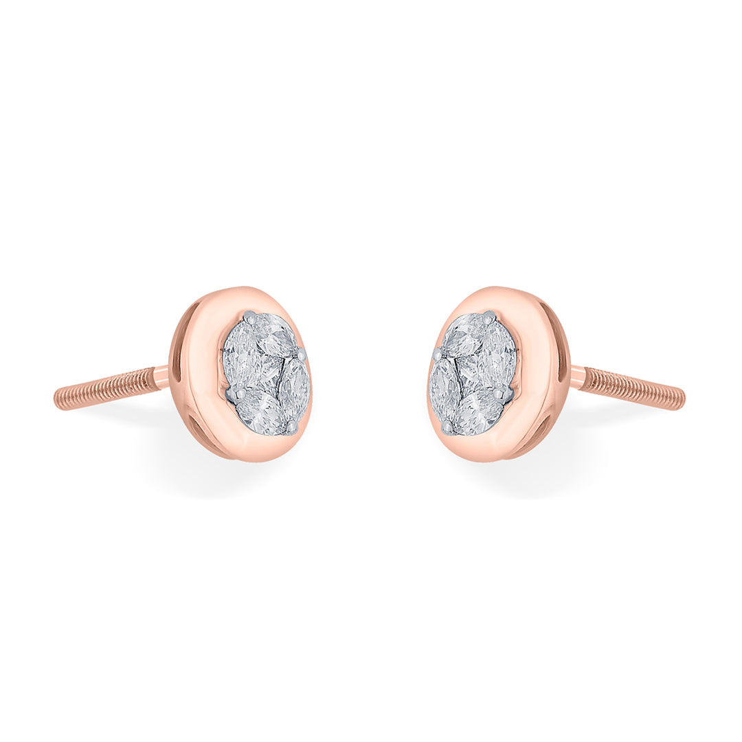 Eclipse Glow Diamond & Gold Stud Earrings for Women