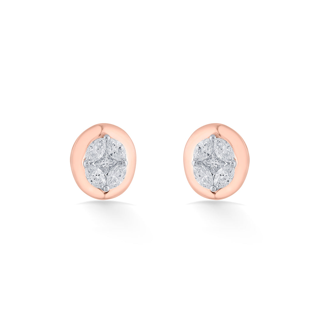 Eclipse Glow Diamond & Gold Stud Earrings for Women