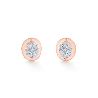 Eclipse Glow Diamond & Gold Stud Earrings for Women