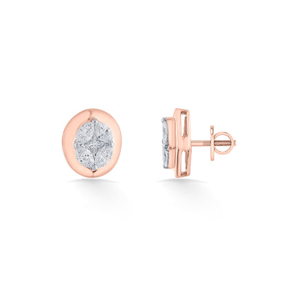 Eclipse Glow Diamond & Gold Stud Earrings for Women