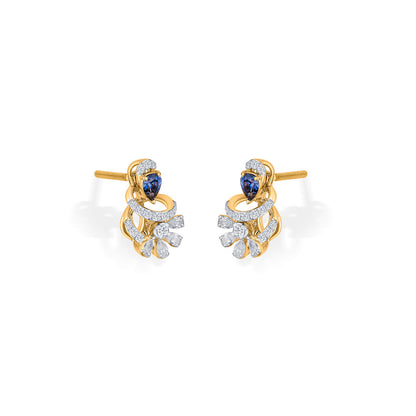 Sapphire Twist Diamond & Gold Stud Earrings for Women
