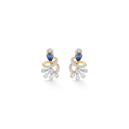 Sapphire Twist Diamond & Gold Stud Earrings for Women