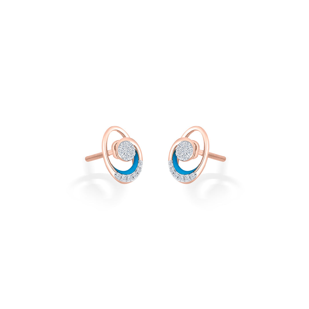 Lunar Arc Diamond & Gold Stud Earrings for Women