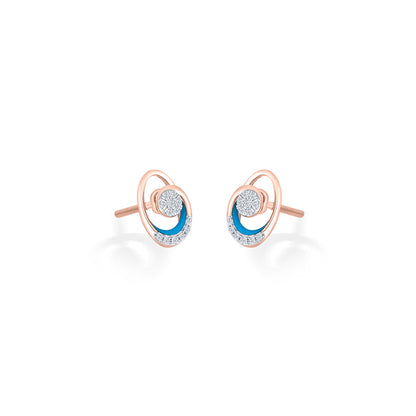 Lunar Arc Diamond & Gold Stud Earrings for Women