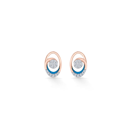 Lunar Arc Diamond & Gold Stud Earrings for Women