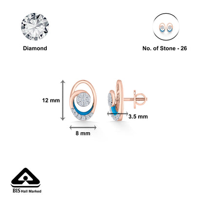 Lunar Arc Diamond & Gold Stud Earrings for Women
