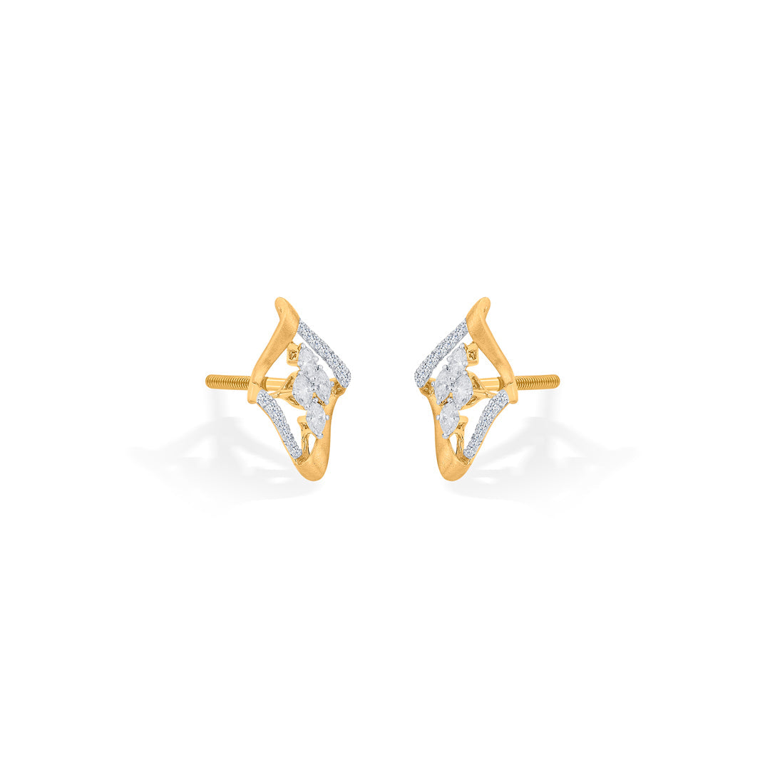 Stellar Frame Diamond & Gold Stud Earrings for Women