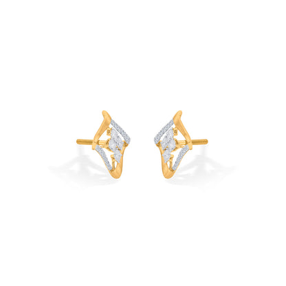 Stellar Frame Diamond & Gold Stud Earrings for Women