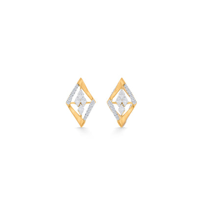 Stellar Frame Diamond & Gold Stud Earrings for Women
