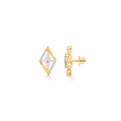 Stellar Frame Diamond & Gold Stud Earrings for Women