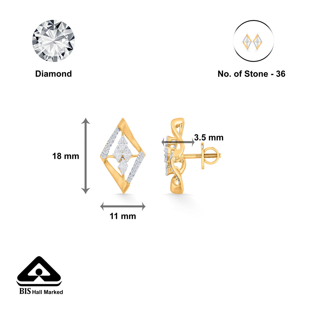 Stellar Frame Diamond & Gold Stud Earrings for Women