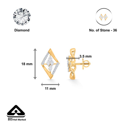 Stellar Frame Diamond & Gold Stud Earrings for Women