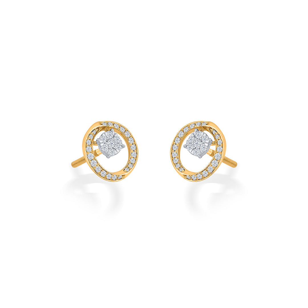 Opulent Glow Diamond & Gold Stud Earrings for Women