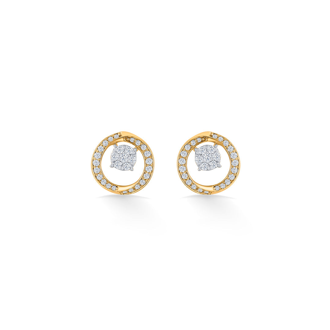 Opulent Glow Diamond & Gold Stud Earrings for Women