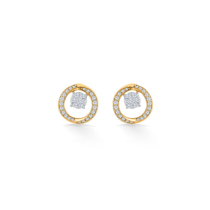 Opulent Glow Diamond & Gold Stud Earrings for Women
