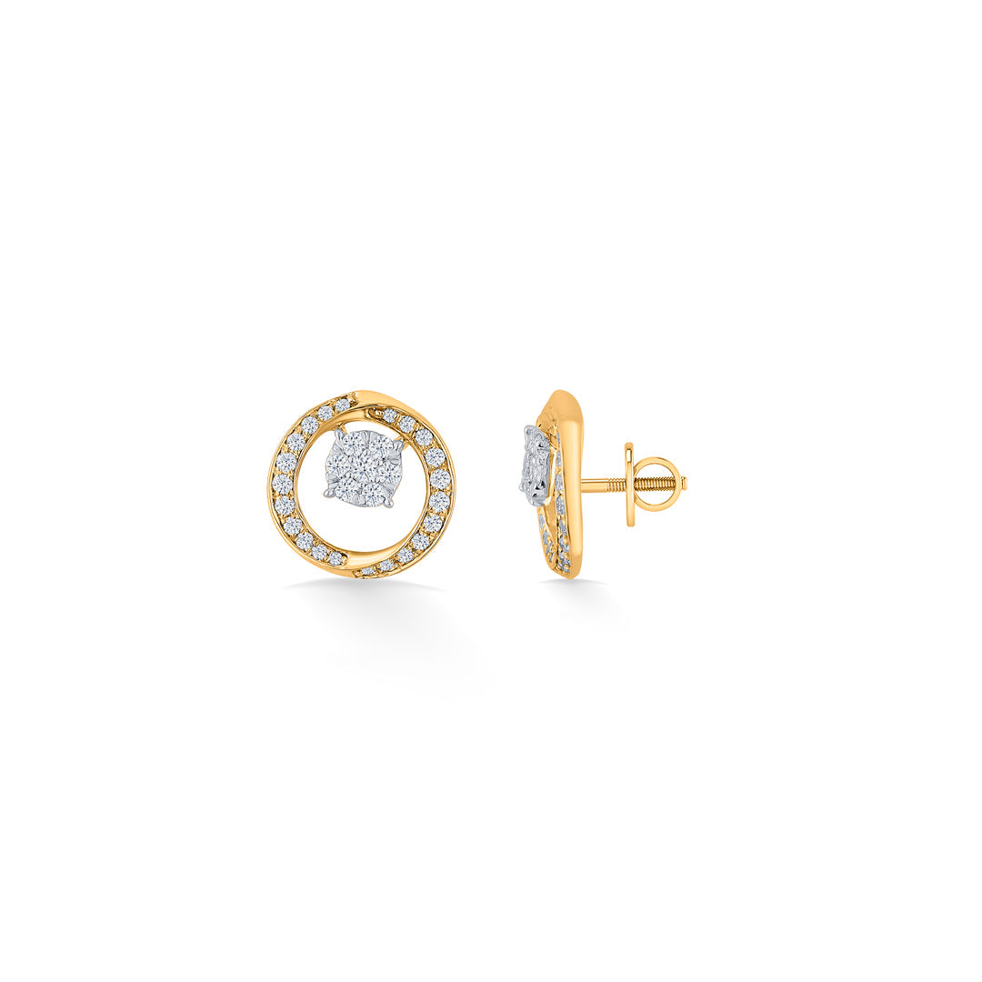 Opulent Glow Diamond & Gold Stud Earrings for Women