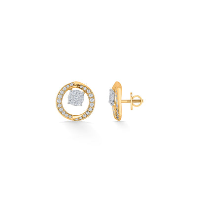 Opulent Glow Diamond & Gold Stud Earrings for Women