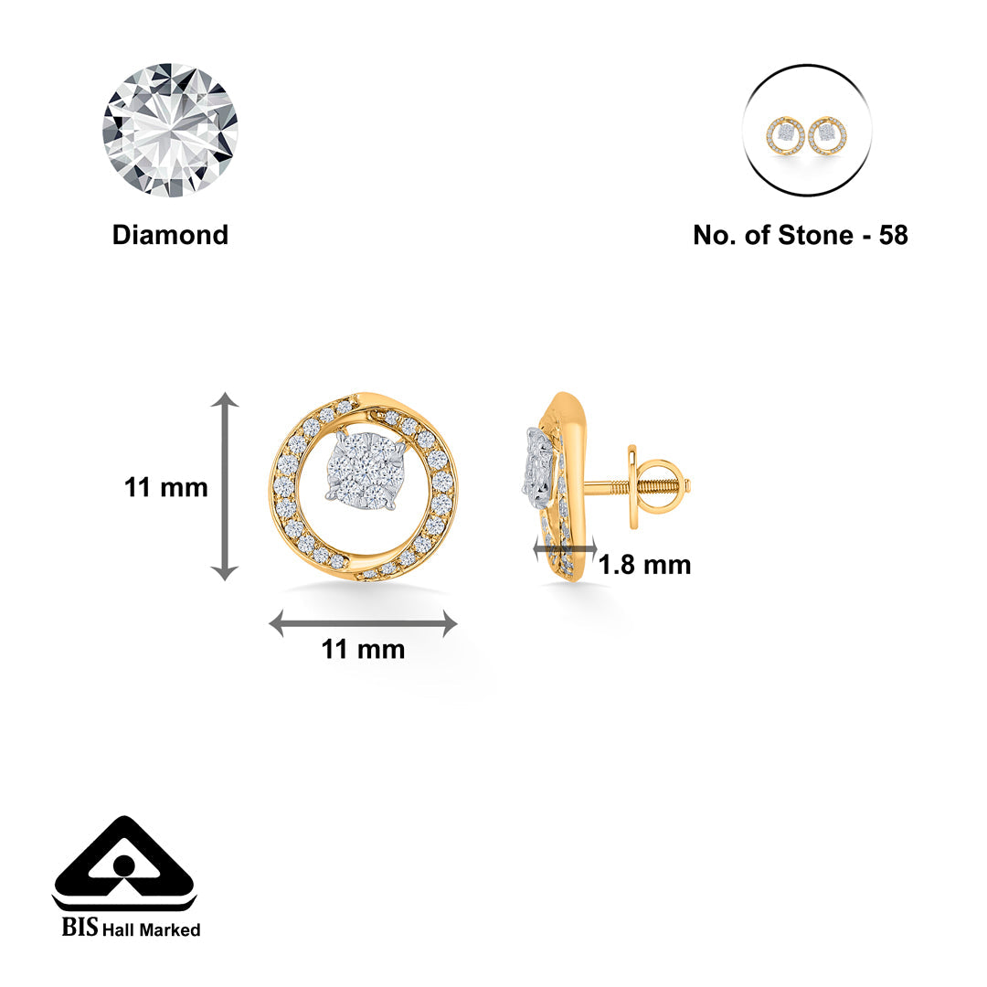Opulent Glow Diamond & Gold Stud Earrings for Women