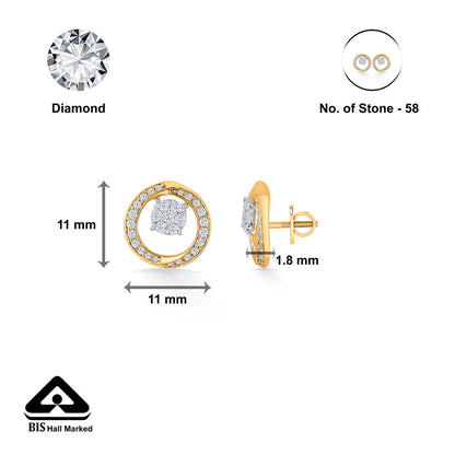 Opulent Glow Diamond & Gold Stud Earrings for Women