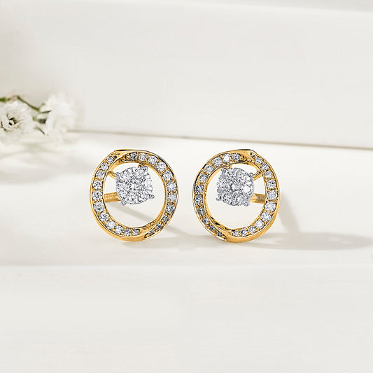 Opulent Glow Diamond & Gold Stud Earrings for Women