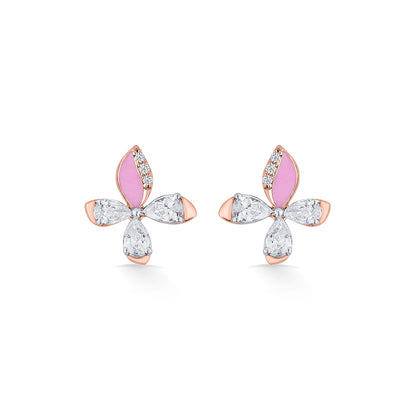 Blush Butterfly Diamond & Gold Stud Earrings for Women