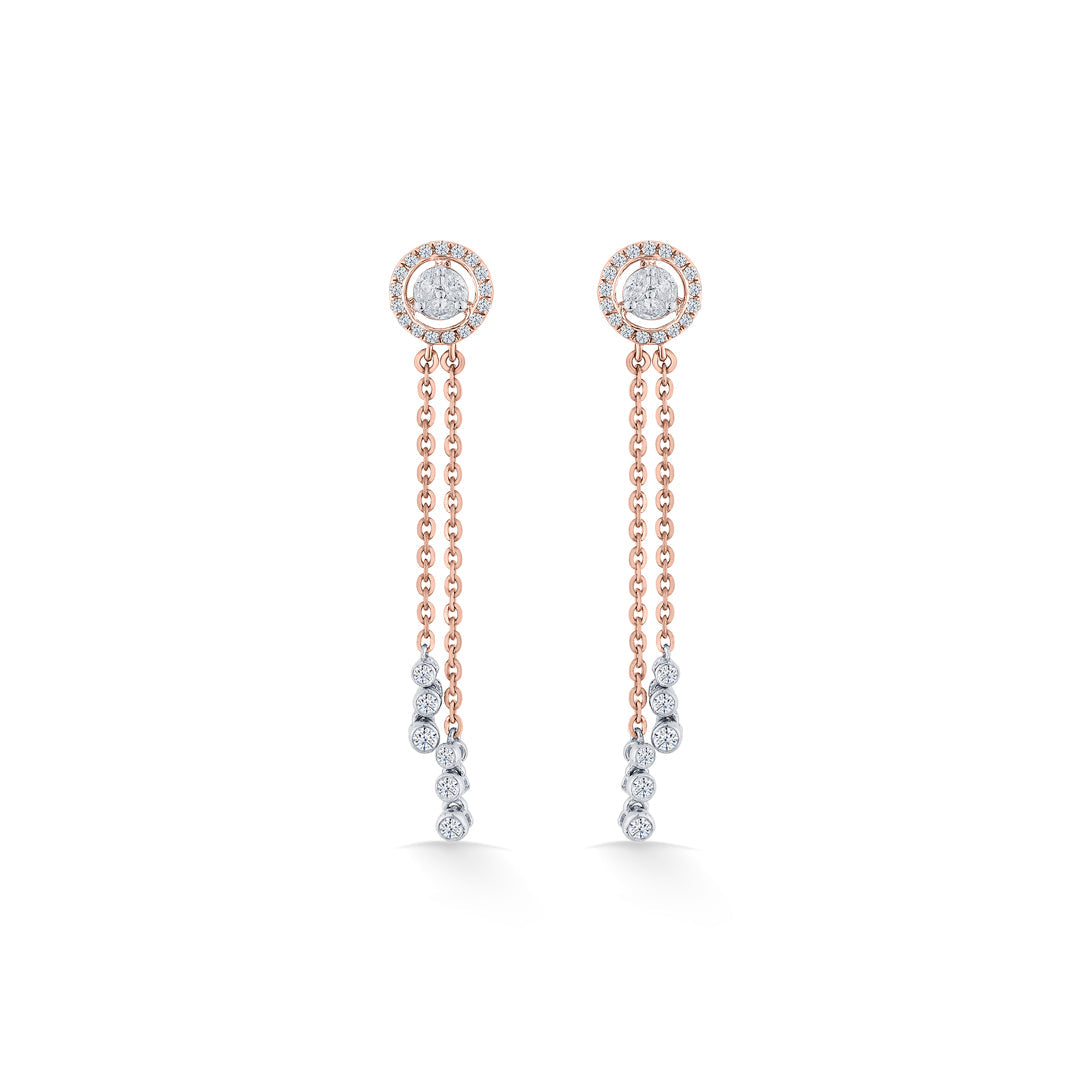 Ribbon Glow Diamond & Gold Drops & Danglers Earrings for Women