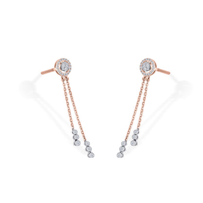 Ribbon Glow Diamond & Gold Drops & Danglers Earrings for Women