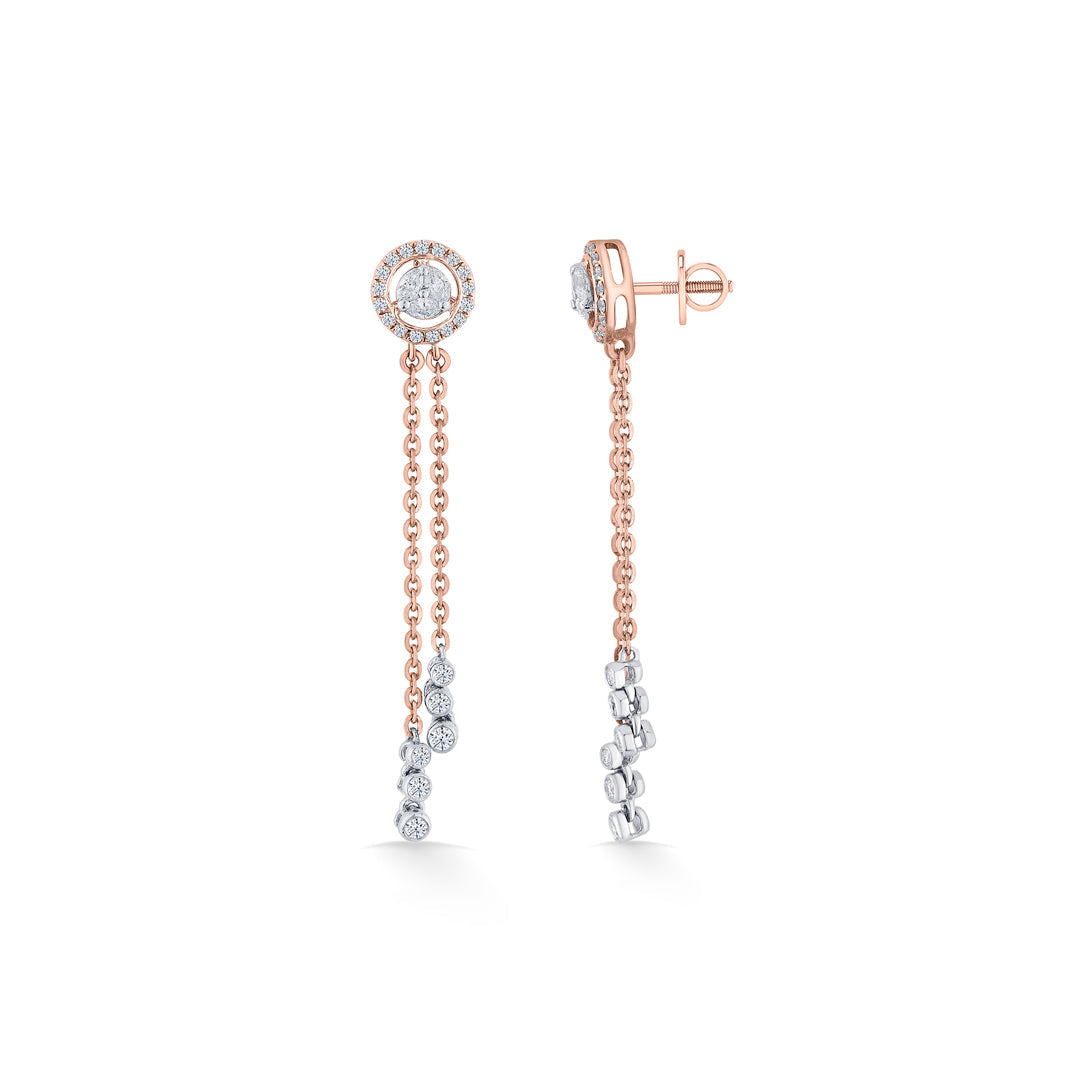 Ribbon Glow Diamond & Gold Drops & Danglers Earrings for Women