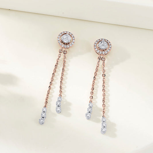 Ribbon Glow Diamond & Gold Drops & Danglers Earrings for Women
